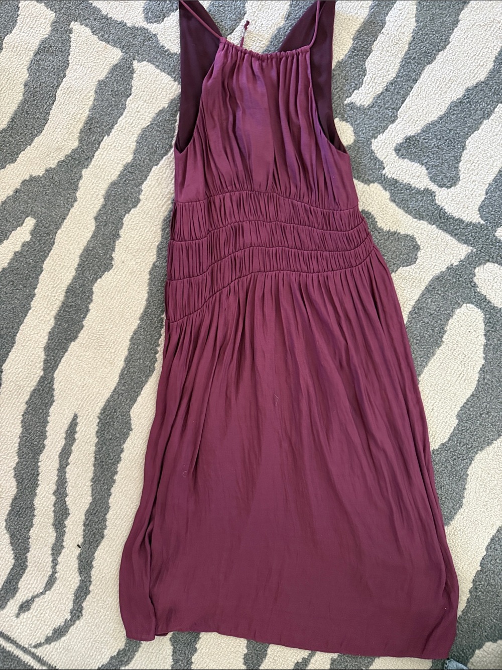 Moulinette Soeurs Deep Plum Gathered Waist Sleeveless Dress